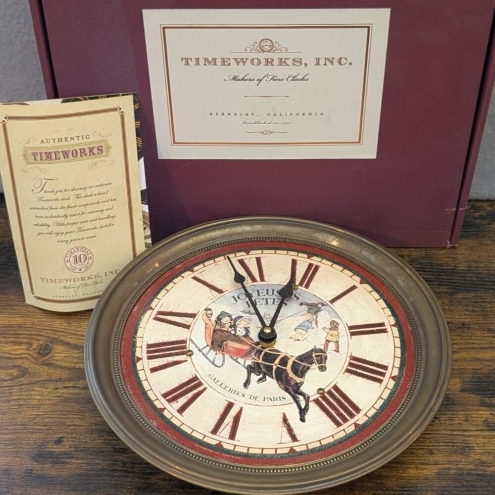 Timeworks Wall Clock 11" Round Regency Joyeuses Festes Galleries De Paris
